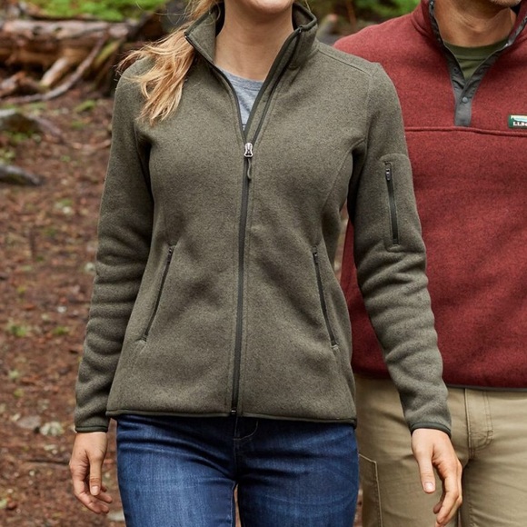 llbean sweater fleece coat
